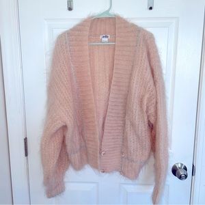 HANDMADE Pink Mohair cardigan Size WOMENS MEDIUM
